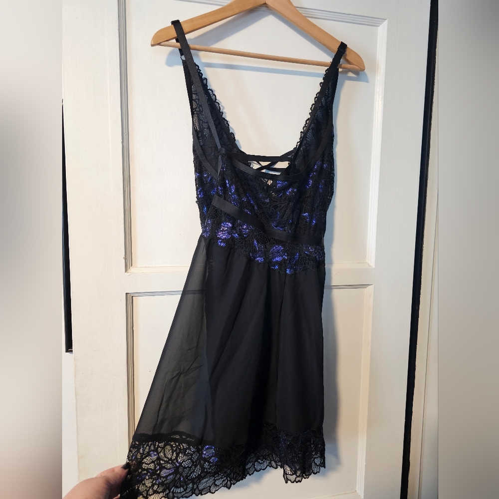 Black and Purple Lace Lingerie